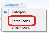 Windows 7 Control Panel View Settings, Large Icons